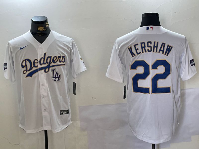 Men Los Angeles Dodgers 22 Kershaw White Game 2024 Nike MLB Jersey style 5